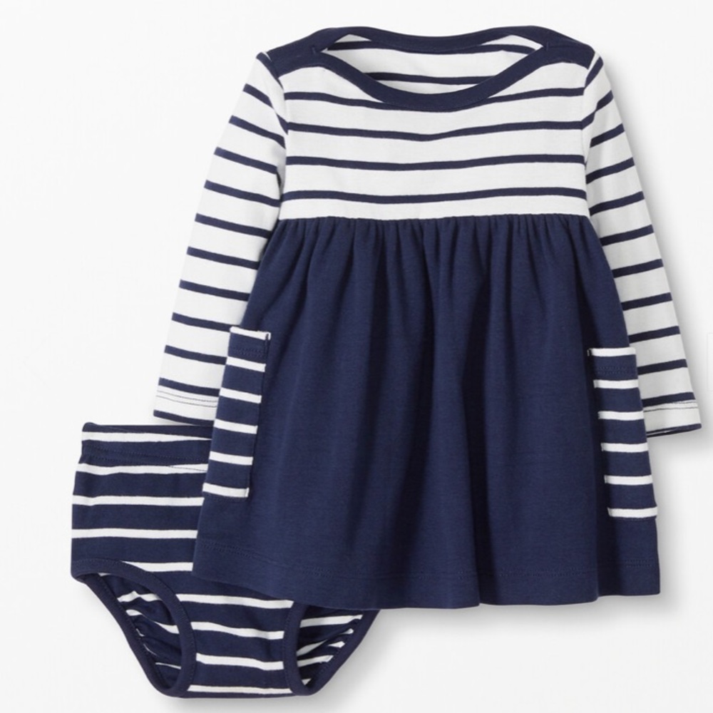 Hanna Andersson Navy Dress & Bloomer Set